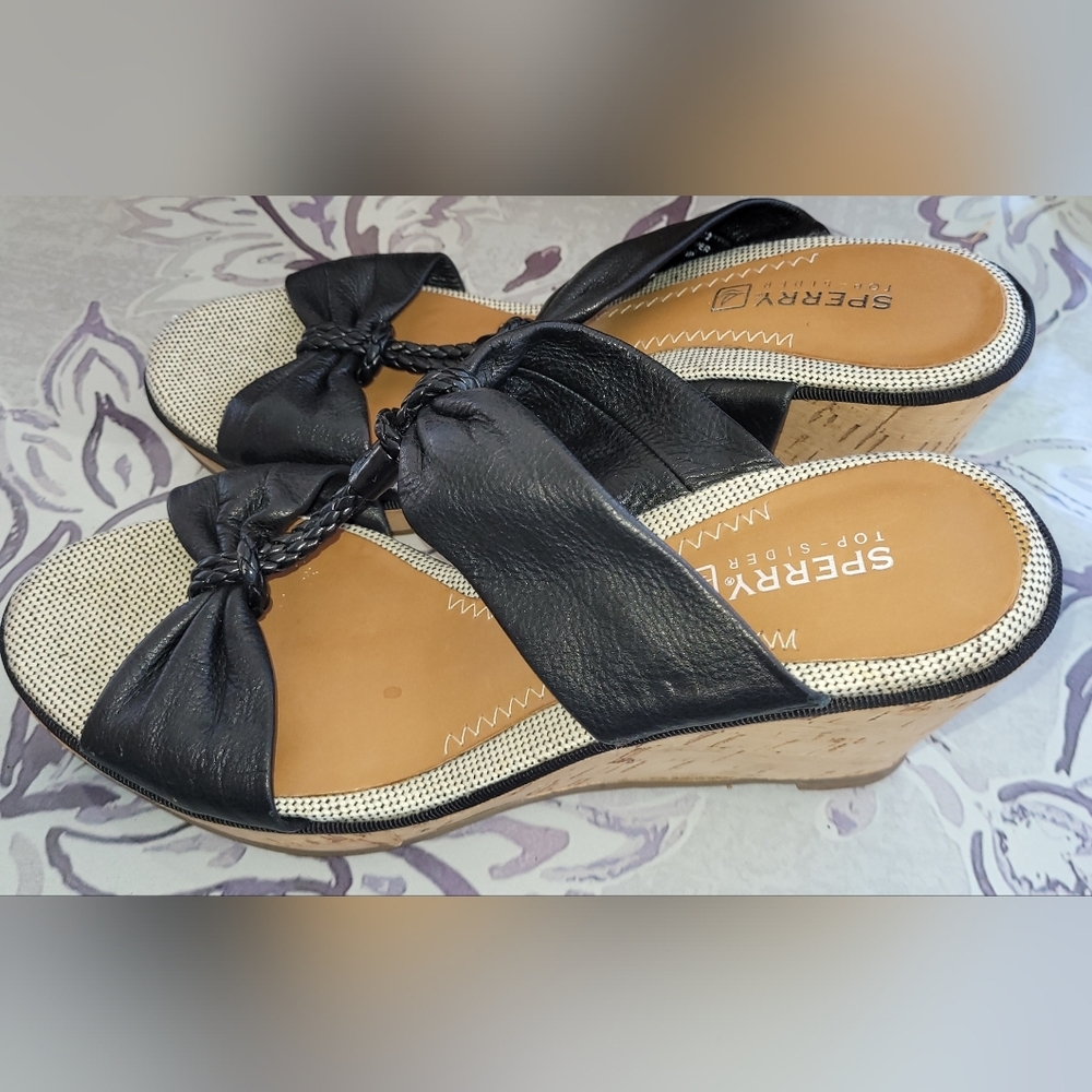 Sperry Top-Sider Sandals "Shoreham" Black Leather Straps Size 6.5M - Picture 4 of 5